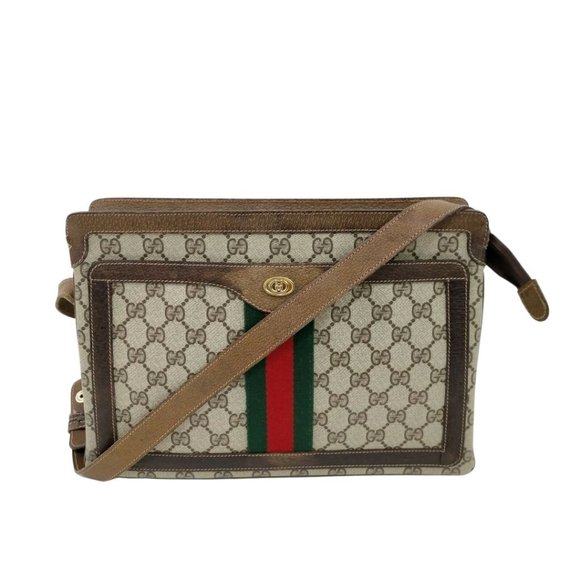 Auth Gucci Crossbody Bag Brown Canvas #33014V16